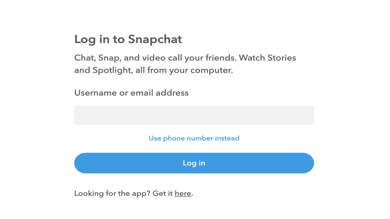 Log in to Snapchat